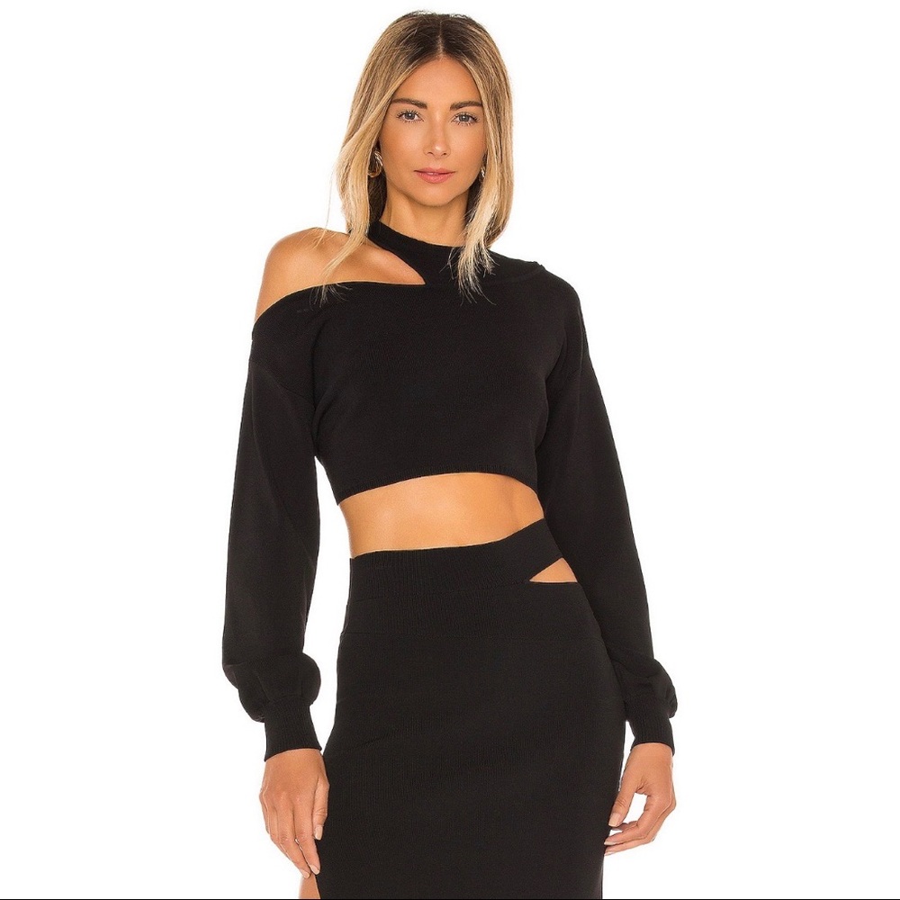 Michael Costello | asym cut out dolman sweater
